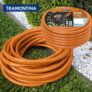 Mangueira Super Flex Tramontina Com Engates Rosqueados E Esguicho Em Pvc Laranja 10 M