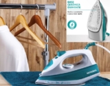 Ferro de Passar Roupa a Vapor Mondial – Lar FVN-01-G Branco e Verde