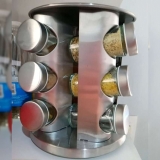 Porta Condimentos Giratório 12 Frascos Cromado Aço Inox- FUTURO