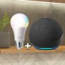 Echo Dot (4ª Geração): Smart Speaker com Alexa – Cor Preta + Lâmpada Inteligente Elgin