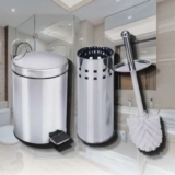 Kit Lixeira aço inox 3 litros + 1 escova Sanitária Travel Max – Healer