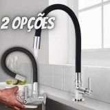 Torneira Gourmet Flexível de Cozinha Parede ou Mesa Preta 1/4 de Volta C51