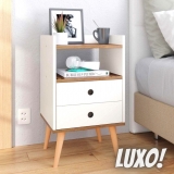 Mesa De Cabeceira Quarto Dream 2 Gavetas com Pés Estilo Retrô (Off White/Freijo)