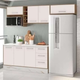Cozinha Compacta Poliman Móveis Pisa com Balcão – 8 Portas 2 Gavetas