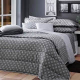 Jogo de Cama Queen 4 Peças: 1 Lençol de Cima + 1 Lençol com Elástico + 2 Fronhas 140 Fios com Algodão Realce Premium Hugo – Sultan