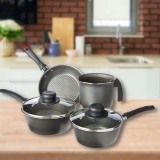 Conjunto 04 Peças Preto Aluminio Antiaderente Linha Essencial Multiflon