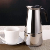 CAFETEIRA ITALIANA LUXO EM INOX 4 CAFES EXPRESSOS XICARAS
