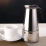 CAFETEIRA ITALIANA LUXO EM INOX 4 CAFES EXPRESSOS XICARAS