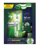 Aparelho de Barbear Mach3 Sensitive 1 Unidade + Refis Para Barbear Mach3 Sensitive 3 Unidades + Espuma de Barbear Sensitive 56G, Gillette