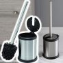 Bath Bliss Escova de vaso sanitário e suporte com tampa de fechamento automático, Cabeça de escova de 360 graus, Aço inoxidável