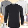 Kit 3 Camisetas Masculinas Manga Longa Algodão Premium