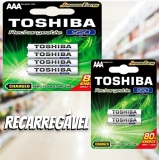 Pilha Recarregável AAA 1,2V 950mAh TNH3GAE TOSHIBA (Cartela com 2 ou 4 unid.)