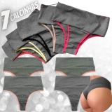 Kit 7 Calcinha Modeladora Cós Alto – Compressão para Barriga Cintura Alta