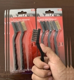 Mtx Jogo De Escova De Aço Pequena 3 Pçs Com Cabo Plastico