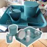 Kit Escorredor + Lixeira + Dispenser, Azul Baltic, Coza