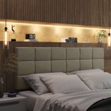 Cabeceira Cama de Casal Ofertamo Queen 1,60m – Bege Claro