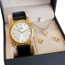 Relógio Feminino Champion Analógico Couro + Kit Colar e Brincos CH22840W