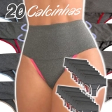 Kit 20 Calcinha Modeladora Cós Alto – Compressão para Barriga, Cintura Alta, Sem Costura, Forro 100% Algodão