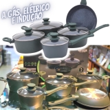 Mimo Style Conjunto 5 Panelas, Feitas em Alumínio e Tampa de Vidro
