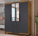 Guarda-roupa Casal com Espelho 4 Portas 3 Gavetas