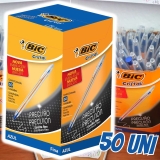 Caneta Esferográfica BIC Cristal Precisão, Azul, Ponta Fina de 0.8mm, 856432, 50 Unidades