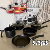 Jogo De Panelas Teflon Vermelho ou Preto 5 Peças