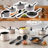 Jogo de Panelas Brinox Antiaderente de Alumínio – Champanhe 7 Peças Dolce