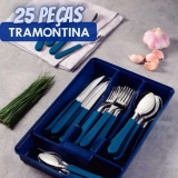 FAQUEIRO INOX 25PC LEME AZUL