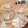 Wolff CJ 4 XÍCARAS CAFÉ CRISTAL COM PIRES DAISY 80ML TRANSPARENTE