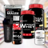 KIT 2x Whey Protein Waxy Whey Pote 900g + BCAA 4,5 100g + POWER Creatina 100g + Waxy Maize 800g + Shakeira