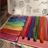 Kit Textliner + Fine Pen colors, Faber-Castell,KIT/MT46,Edição Limitada, 10 peças