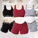 Kit com 3 Conjuntos Top + Short Algodão Penteado