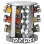 Porta condimentos 12 peças com Suporte Giratório Inox, VDR5456-12, Euro Home