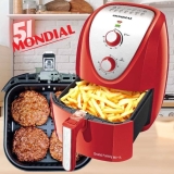 Fritadeira Sem Óleo Air Fryer 5L, Mondial, Vermelho/Inox, 1900W