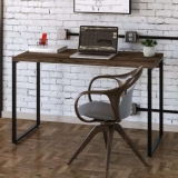 Mesa para Escritório Office Estilo Industrial 1,20m, Compace, Kuadra, Carvalho Dark/Est.Preta
