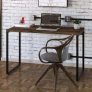 Mesa para Escritório Office Estilo Industrial 1,20m, Compace, Kuadra, Carvalho Dark/Est.Preta