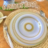 Conjunto Alleanza de 6 Pratos Raso Plissan Dourado