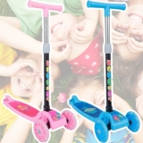 Patinete infantil 3 rodas com luzes led dobrável e ajustável menino menina
