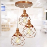 Lustre Pendente Triplo Esfera Aramado Cobre 15cm – MARRYLUZ