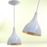 Pendente Ágata Cone Branco E Dourado Lustre Alumínio Luminária Sala