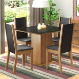 Conjunto Sala de Jantar Madesa Moscou Plus Mesa Tampo de Vidro com 4 Cadeiras