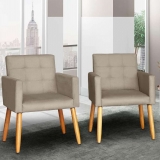 Kit 2 Poltronas Cadeira Decorativa para sala de estar recepção reforçada (Cappuccino)