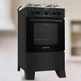 Fogão 4 bocas Atlas Mônaco Plus Preto com Acendimento Automático e Mesa Inox