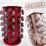 Porta Temperos Condimentos Inox 20 Potes Com base Giratória