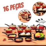 Jogo De Panelas 16 Peças Antiaderente Dona Chefa