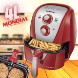 Fritadeira Sem Óleo Air Fryer 4L, Mondial, Vermelho/Inox, 1500W, 110V