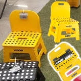 Vonder Banqueta Plástica Dobrável Amarela Altura 220 Mm Com Encosto