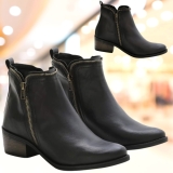 Bota Botinha Feminina Cano Curto Ziper