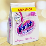Tira Manchas em Pó Vanish Crystal White Oxi Action 2,5kg para roupas brancas
