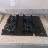 Fogão Cooktop Fischer 4Q Fit Line Gás Mesa Vidro Preto Bivolt